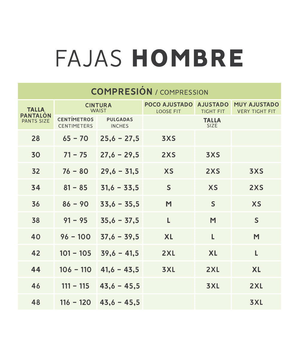 Tabla de medidas 2024 ropa interior masculina